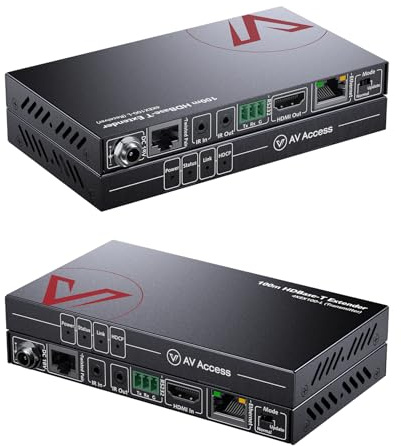 AV Access 4K HDMI Extender mit LAN Port bis 100m, 4K60Hz /1080P@120Hz, HDR10 und 3D Effekt, EDID Verwaltung, 2-Wege PoE + IR +RS232, HDCP 2.2, über Ethernet Cat5e/6a/7 Kabel(4KEX100-L)