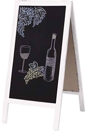 XL Werbetafel HWC-C17, Aufsteller Kreidetafel Kundenstopper, 2 Schreibflächen klappbar, 100x50cm - weiß shabby