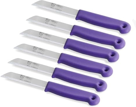Set de couteaux à fruits de Solingen Fabriqué en Allemagne Lames tranchantes en acier inoxydable pour couper les fruits et légumes (Lot de 6, Long)