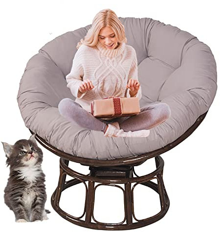 SRHWBF Polster Für Papasansessel Auflage Papasan Stuhlkissen Dicke Runde Sitzpolsterung Bequeme Übergroße Liege Wicker Hanging Egg No Chair (Gray Ø150cm/59 in)