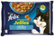 NESTLE POLSKA Felix SASZ Nassfutter für Katzen, 4 x 85 g, Rybne Dänemark in JelreTce / 12