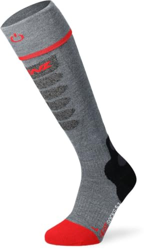 Lenz Heat Sock 5.1 Toe Cap Slim Uppvärmda strumpor, grau/schwarz/rot, 45-47
