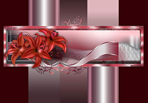 wandmotiv24 Fototapete Rote Lilie Abstrakt, 200 x 140cm - selbstklebende Strukturtapete, Wanddeko, Wandbild, Wandtapete, Welle, Leder, Diamanten M1163