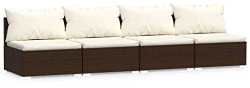 4-Sitzer-Sofa mit Kissen aus braunem Polyrattan