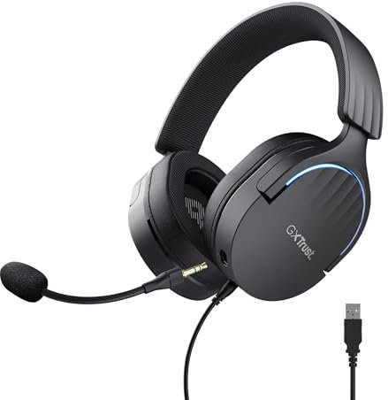 Trust Gaming GXT 490 Fayzo Gaming Headset USB 7.1 Surround Sound, 50mm Treiber, 85% Recyclingkunststoff, Mikrofon mit Geräuschunterdrückung, RGB Over-Ear Kopfhörer für PC PS5 - Schwarz