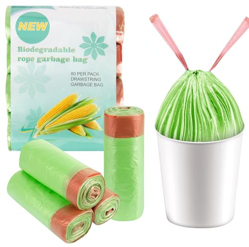 80 Bio Sac Poubelle 15L Sacs Ordures Biodégradables, Compostables et Recyclables (45 x 50cm, vert)