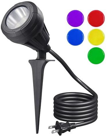EDISHINE Halloween 120V Outdoor Spotlight, 5 Extra Lenses Landscape Light