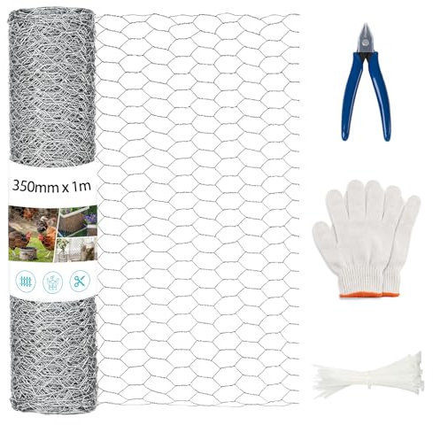 MAIYADUO Chicken Wire, Chicken Wire Mesh Roll 35cm x 1m, Anti-Rust Hexagonal Galvanized Chicken Wire Mesh for DIY, Pet Rabbit Chicken Fencing
