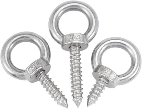 BKEKM ringschrauben M6-Augenschraube, 304-Edelstahl-Augenmutter, 16 mm – 100 mm, Hebeösenmuttern, Holzendring, Ösenhaken, selbst, 1 Stück Schraube, Ösenschraube stabil