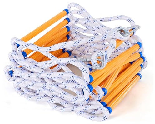 Emergency Fire Escape Ladder, 32FT Rope Ladder, Flame Resistant Safety Extension Ladder with 2 Hooks, Fast to Deploy Sturdy and Strong Portable and Reusable 2 Story (32TF)