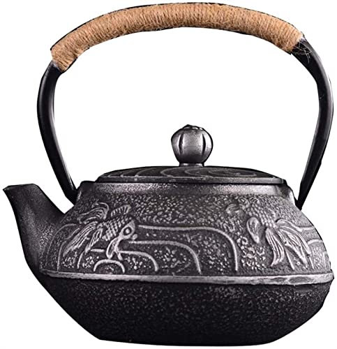 CAFIEDR Théière en Fonte avec Filtre Amovible en Acier Inoxydable, théière Faite à la Main de Style Japonais pour thé Vert ou sachets de thé – 900 ML