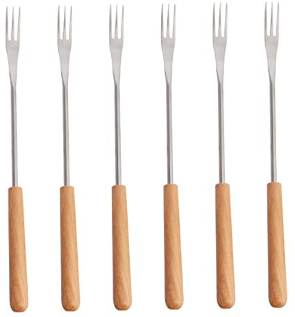 COLLBATH 6stücke Teiliges Fondue-gabelset Mit Holzgriff Aus Edelstahl Hitzeisolierend Vielseitig Einsetzbar Für Obst Dessert Und Fondue Für Camping Picknick Und Outdoor-grillpartys