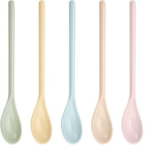 5 Stück Eierlöffel Kunststoff Bunt, Plastiklöffel Klein, Eierlöffel Plastik, Plastiklöffel Langer Stiel, Plastik Löffel Klein Mehrweg für Wohnküche Kaffee Getränke Eier Eis Joghurt