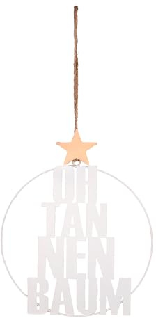 UNUS OH Tannenbaum Schriftzug aus Metall zum Aufhängen 25cm weiß | Wanddeko Türdeko Weihnachtsdeko