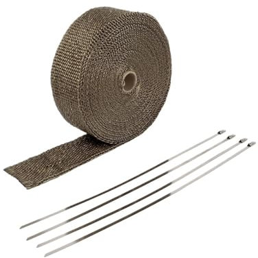 Bande Thermique Echappement Rouleau d'enveloppe d'échappement de moto, bande thermique de silencieux, système d'isolation de bouclier thermique avec attaches en acier inoxydable, accessoires de moteur
