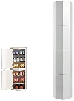 LFONDIGE Schuh-Organizer-Schrank, verstecktes Schuhregal, Eingangsschuhregal, drehbarer Schuhregal-Turm, Schuhregal, drehbarer Schuhschrank aus Metall, vertikaler runder Schuhregal-Aufbewahrungsschuh