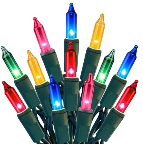 HISHINY Christmas Lights 100 Count Multicolor Christmas Tree String Lights with Green Wire for Outdoor Indoor Christmas Decorations Wedding Decorations Valentines Day Decor,UL Certified (21feet)