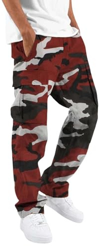 Pantalon Cargo Homme Camouflage, Pantalons de Travail Homme Casuals Pantalon Treillis Militaire Tactique Coupe Droite Taille Élastique