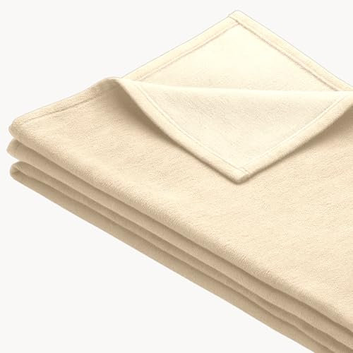 allnatura Manta de felpa de algodón Cotona-Double 140 x 200 cm en color natural, fabricada en Alemania, manta grande para sofá con certificado GOTS, 100% algodón orgánico, lavable a máquina