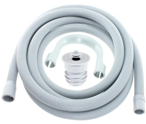 SPARES2GO Extra Long Drain Hose + Seal Plug Kit Washing Machine Dishwasher Waste Pipe Extension Set (4m)