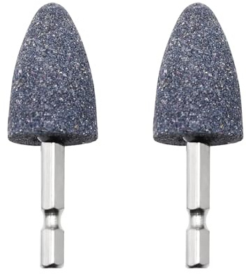 Yingjie 2-Piece Hexagonal Shank Abrasive Mounted Stone Set, Cone Shape, Aluminium Oxide, Medium Grit, Bonded, Compatible with Rotary Tool, Dremel Drill