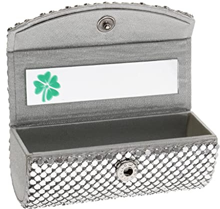Étui de rangement pour rouge à lèvres avec miroir argenté, argenté, Travel Size, comme description