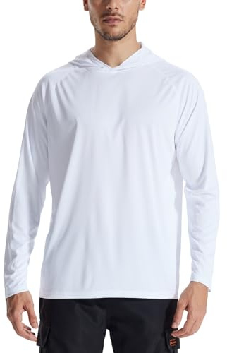 LOOGU UPF 50+ UV Shirt für Herren mit Kapuze UV-Schutz Wasser Rashguard Langarm Shirt Schnelltrocknend zum Angeln Surfen