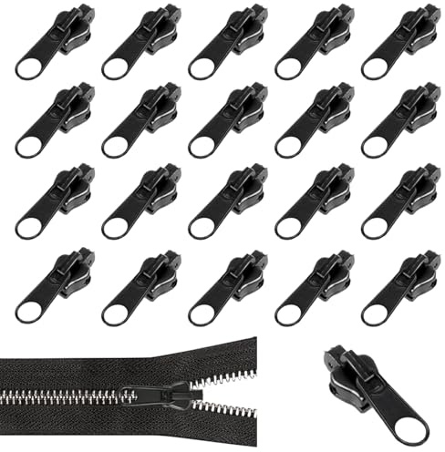 20 Stück Reisverschluss-Zipper Ersatz 4 Größen Fix Reparatur Reissverschluss Schwarz Zipper Set für Kleidung,Koffer,Schlafsack(Kann Nicht Geöffnet Werden)