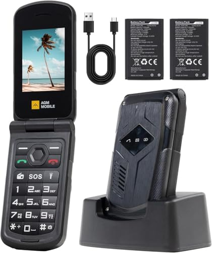 AGM M10 Robustes Klapphandy, IP68 Wasserdicht & Stoßfest (MIL-STD-810H), Mobiltelefon mit 2 Akkus & SOS-Taste, Fokus auf Anrufe & SMS, Handy ohne Internet & Schnickschnack