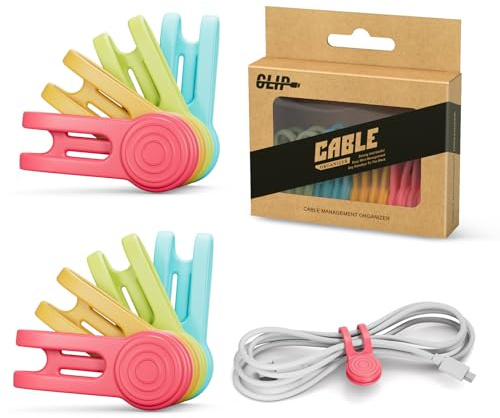 Reusable Magnetic Cable Ties, Strong Silicone Cord Organiser & Cable Tidy with Anti-Loss Hole for Desk Wire Bundling, Earphones, 8-Pack (4 Assorted Colours)