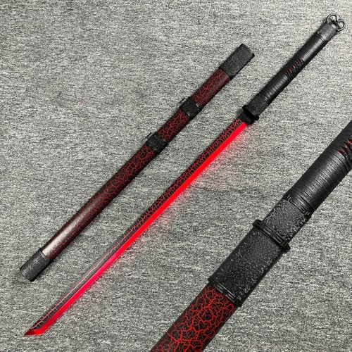 HJHUUA Bokken Hecho a Mano de 103 cm con Tira de luz,Espada samurái Recta de bambú,Sable de luz Katana de Madera para Regalos,Cosplay,Accesorios,mascaradas y Fiestas.