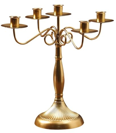 HuadaXtai Candélabre à Plusieurs Bras, Chandelier, Bougeoir Conique pour La Saint-Valentin, Or à 5 Bras