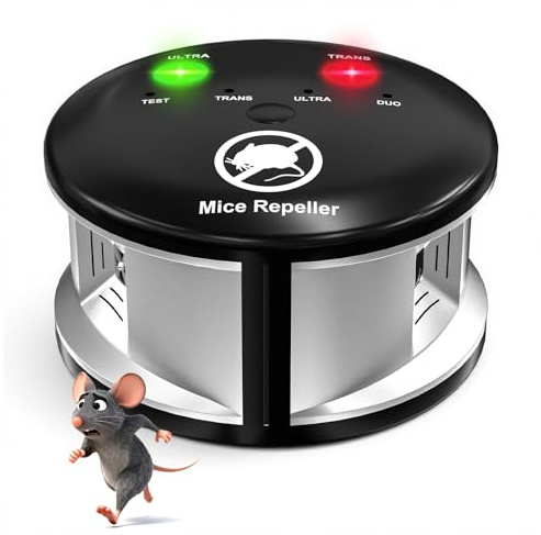 Ultrasonic Pest Repellent Indoor Home Mouse & Rodent Repeller Electronic Plug-in 360° Squirrels Deterrent with LED Strobe Light Pest Control Device for Attic House Kitchen Office Warehouse RVS