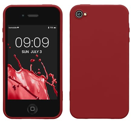 kwmobile Case for Apple iPhone 4 / 4S Case - Soft Cover - Shockproof TPU Material - Wireless Charging - Tawny Red
