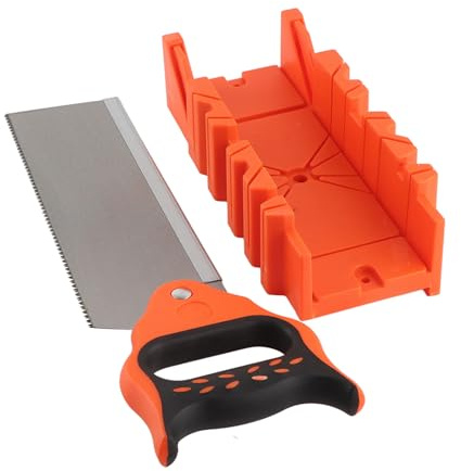 TIKATARER 12-Zoll-Gehrungslade aus ABS-Kunststoff mit Klemmvorrichtung und 14-Zoll-Rückensäge, Mehrwinkel-Schnittfunktion, SK5-Legierungsstahl-Sägeblatt, Ergonomisches Design