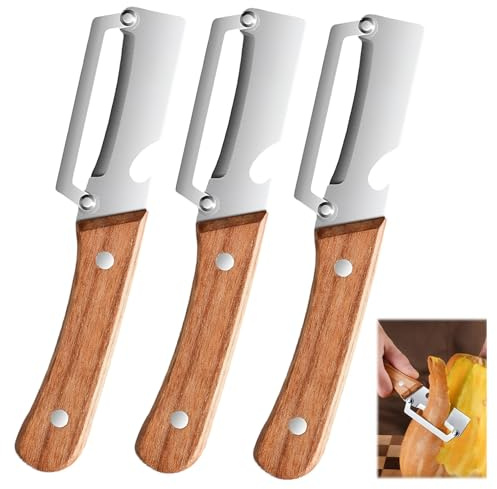 3 PCS Wooden Handle Peeler, 2 in 1 Multi-Functional Vegetable Peeler for Fruit Apple Potato Pumpkin Papaya