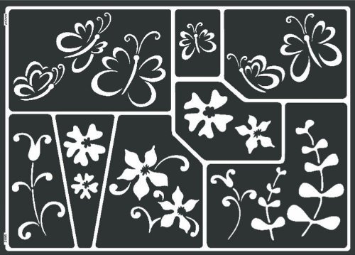 Kreul 74805 - Window Style Schablone Schmetterlingswiese, flexibel, selbstklebend und wiederverwendbar, für individuelle Gestaltungen