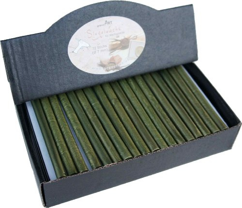 gravurART Siegelwachs flexibel für Siegelpistole - Oliv Grün perl.- Briefe und Einladungen versiegeln mit Stempelwachs für Siegelstempel, 72 Sticks - 7mm