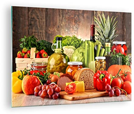 ARTTOR Vidrios decorativos Alimentos verduras brócoli carne Cuadro Sobre Vidrio Moderno 70x50cm Decoracion Salon Cocina Cuadros Pared Impresiones Impresión en Cristal Wall Art Prints GAA70x50-3182