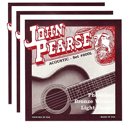 John Pearse Acoustic Strings Phosphor Bronze Light 12-53 (3 Pack Bundle)