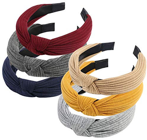 URAQT Haarreif, 6 Stück Haarreifen Damen, Vintage Haarband, Headband knoten Warp, Breit Retro Stirnband Haarreifen, Stoff Haarreif für Frauen Mädchen Lieferungen
