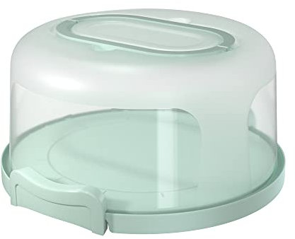 Top Shelf Elements Cake Carrier For Up To 25.5cm x 11.5cm Cake. Two Sided Fashionable Base Doubles as Five Section Serving Tray (Seafoam Green)