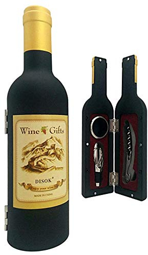 Lote de 10 Set 3 Piezas en Forma de Botella de Vino en Caja de Regalo Transparente -Detalles Originales Invitados de Bodas, Regalos Comuniones y Recuerdos para Cumpleaños Infantiles