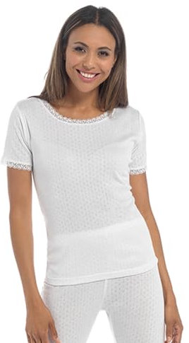 undercover lingerie 2 Pack Womens Thermal Short Sleeve Vest White Medium