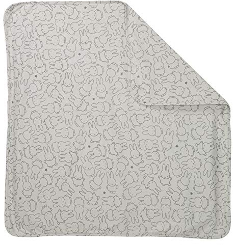 roba Babydecke miffy - 80 x 80 cm - Kinderdecke aus Baumwolle für Mädchen &Jungen mit Hasen Motiv - Kinderwagendecke zum Kuscheln, Krabbeln & Spielen - Grau