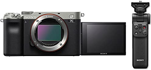 Sony Alpha 7C | Appareil Photo numérique Hybride à Objectif Interchangeable à capteur Plein Format Argent + poignée trépied