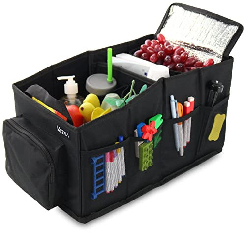 Auto Organizer Kinder • ENORM STABILE WÄNDE • Faltbarer Autositz Organizer mit abnehmbarer Kühltasche & Gurtbefestigung • Rücksitz Organizer Kinder • Auto Organizer Beifahrersitz • Car Organizer