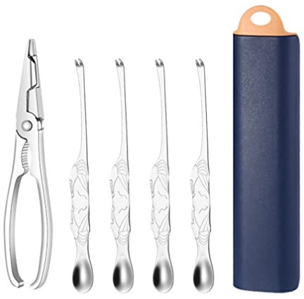 5Stück Meeresfrüchte-Werkzeuge Edelstahl Meeresfrüchte-Werkzeug-Sets Hummerbesteck Set Hummerbesteck Krabben Zangen Hummerzange für Krabbe Nussknacker