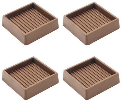 VOCOMO 2X2 Rubber Caster Cups, Non Slip Furniture Pads, Anti-Slip Furniture Gripper, Anti Skid Furnitures Feet, Anti Slide Floor Protector for Bed Couch Table Chair Stoppers - 4 Pack, Brown