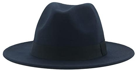 QBQZXAOSOWH Fedora Trilby Hüte Für Damen Beige Ribbon Band Hüte Für Herren Panama Hochzeit Schmücken Damen Hut 56-58Cm (Erwachsener) Marineblau